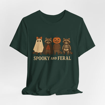 Spooky Raccoon Shirt, Funny Halloween Graphic Tee, Cute Vintage Fall T-Shirt, Trendy Womens Halloween Shirt, Feral Raccoon Tee
