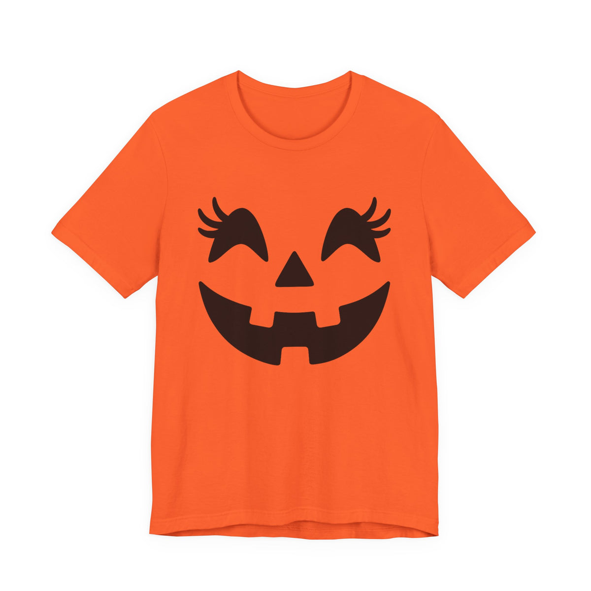 Jack O Lantern Face Pumpkin Eyelashes Halloween Women Girls T-Shirt