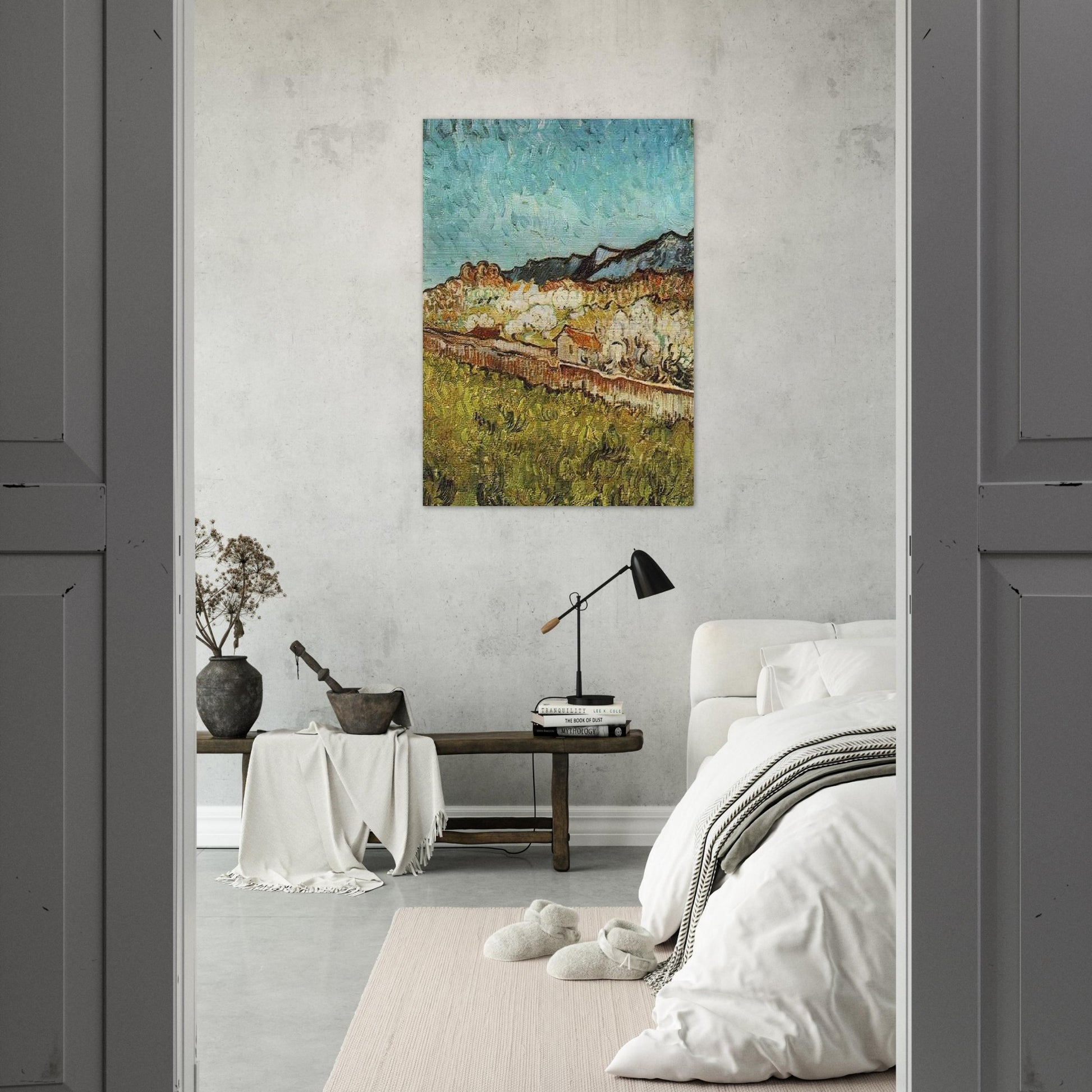 At the Foot of the Mountains - Vincent van Gogh Brushed Aluminum Print - 70x100 cm / 28x40 inches | Vincent van Gogh Aluminum Print | Vincent van Gogh Prints