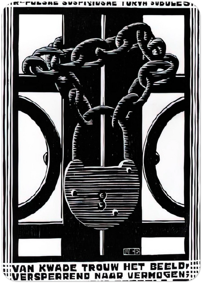 PADLOCK By MC Escher Pack of 10 Post Cards | MC Escher Post Cards | A6 (10.5 x 14.8 cm) - 4.1 x 5.8 inches