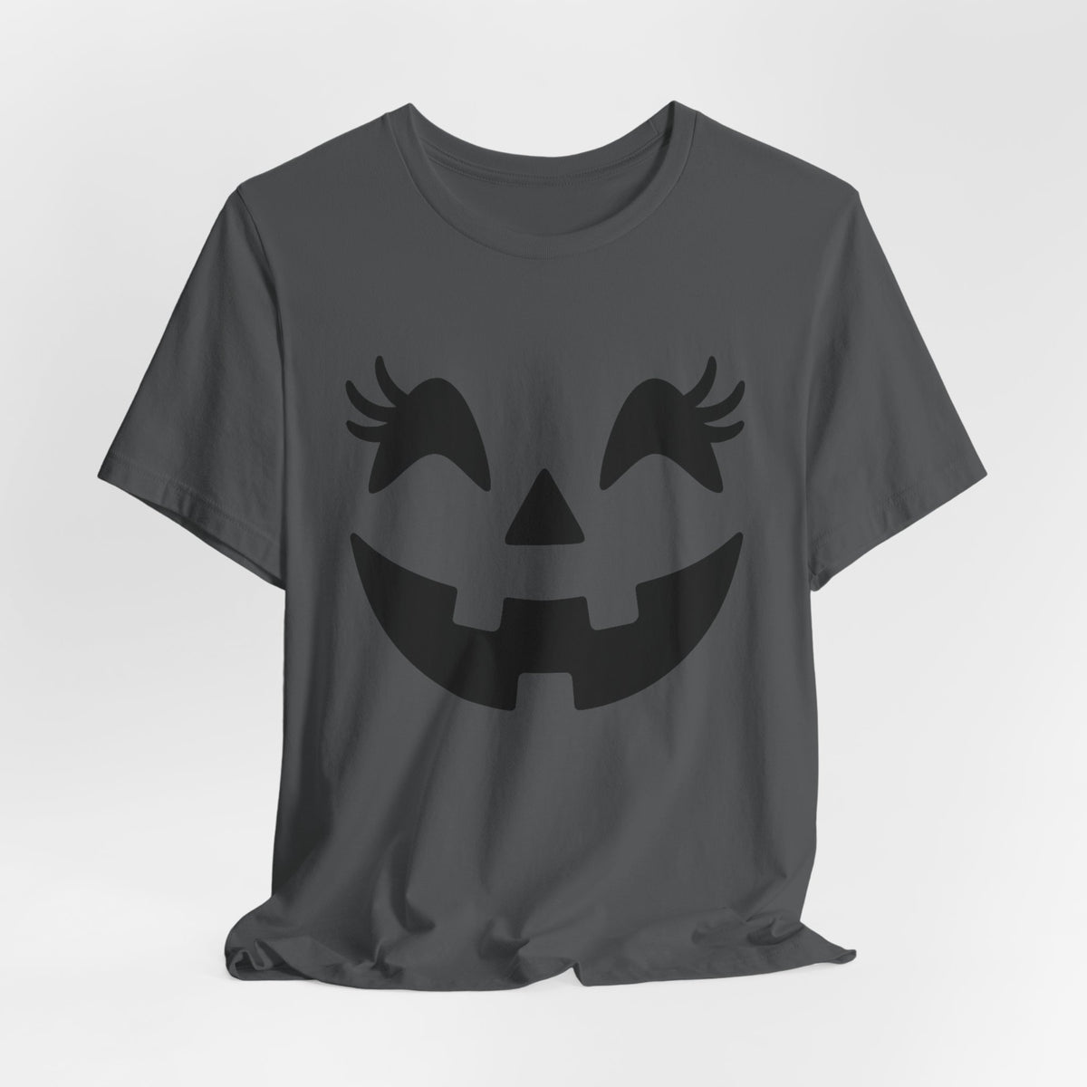 Jack O Lantern Face Pumpkin Eyelashes Halloween Women Girls T-Shirt