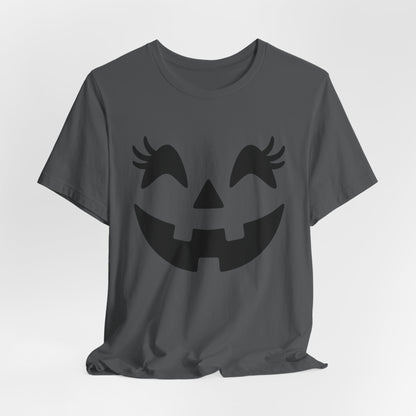 Jack O Lantern Face Pumpkin Eyelashes Halloween Women Girls T-Shirt