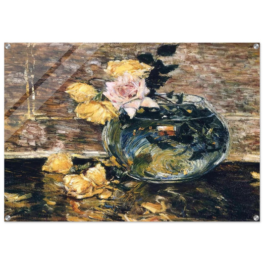 Roses in a Vase - Childe Hassam Acrylic Print - 70x100 cm / 28x40″ inches
