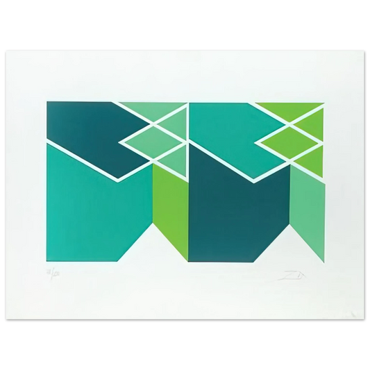 Larry Zox - Green Composition - 1980 Fine Art Poster - Default Title