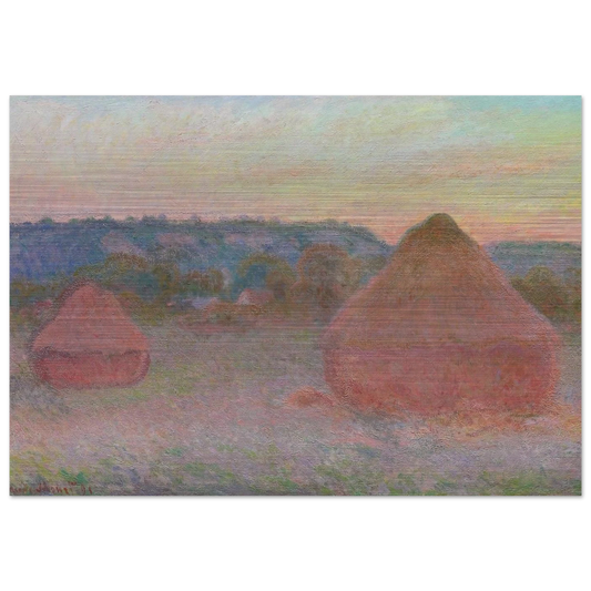 Stacks of Wheat End of Day, Autumn - claude monet Brushed Aluminum Print - 70x100 cm / 28x40 inches | claude monet Aluminum Print | claude monet Prints