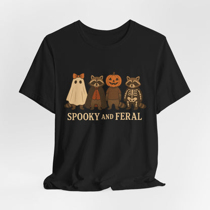 Spooky Raccoon Shirt, Funny Halloween Graphic Tee, Cute Vintage Fall T-Shirt, Trendy Womens Halloween Shirt, Feral Raccoon Tee
