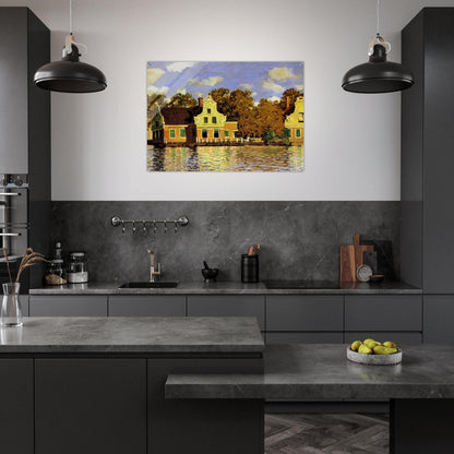 Houses on the Zaan River at Zaandam - claude monet Acrylic Print - 70x100 cm / 28x40″ inches