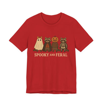 Spooky Raccoon Shirt, Funny Halloween Graphic Tee, Cute Vintage Fall T-Shirt, Trendy Womens Halloween Shirt, Feral Raccoon Tee