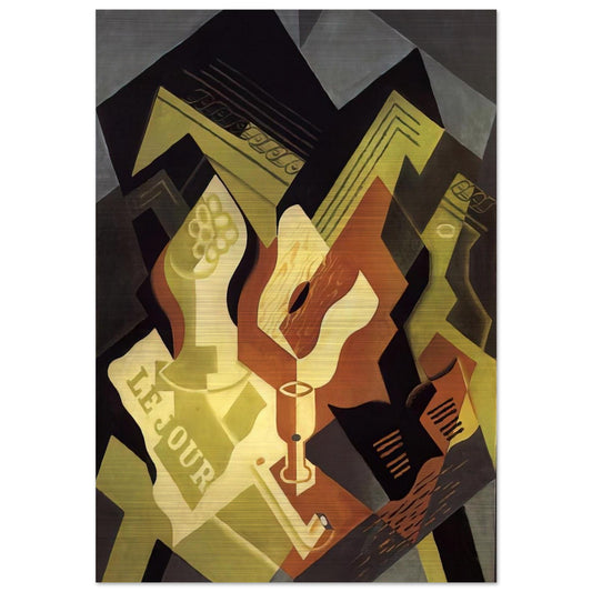 GUITAR AND FRUIT DISH - Juan Gris Brushed Aluminum Print - 70x100 cm / 28x40 inches | Juan Gris Aluminum Print | Juan Gris Prints