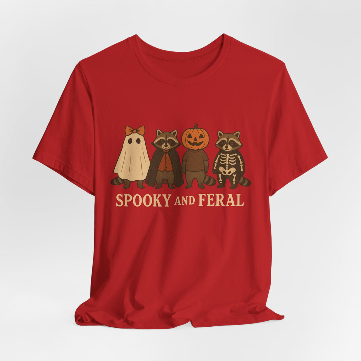 Spooky Raccoon Shirt, Funny Halloween Graphic Tee, Cute Vintage Fall T-Shirt, Trendy Womens Halloween Shirt, Feral Raccoon Tee