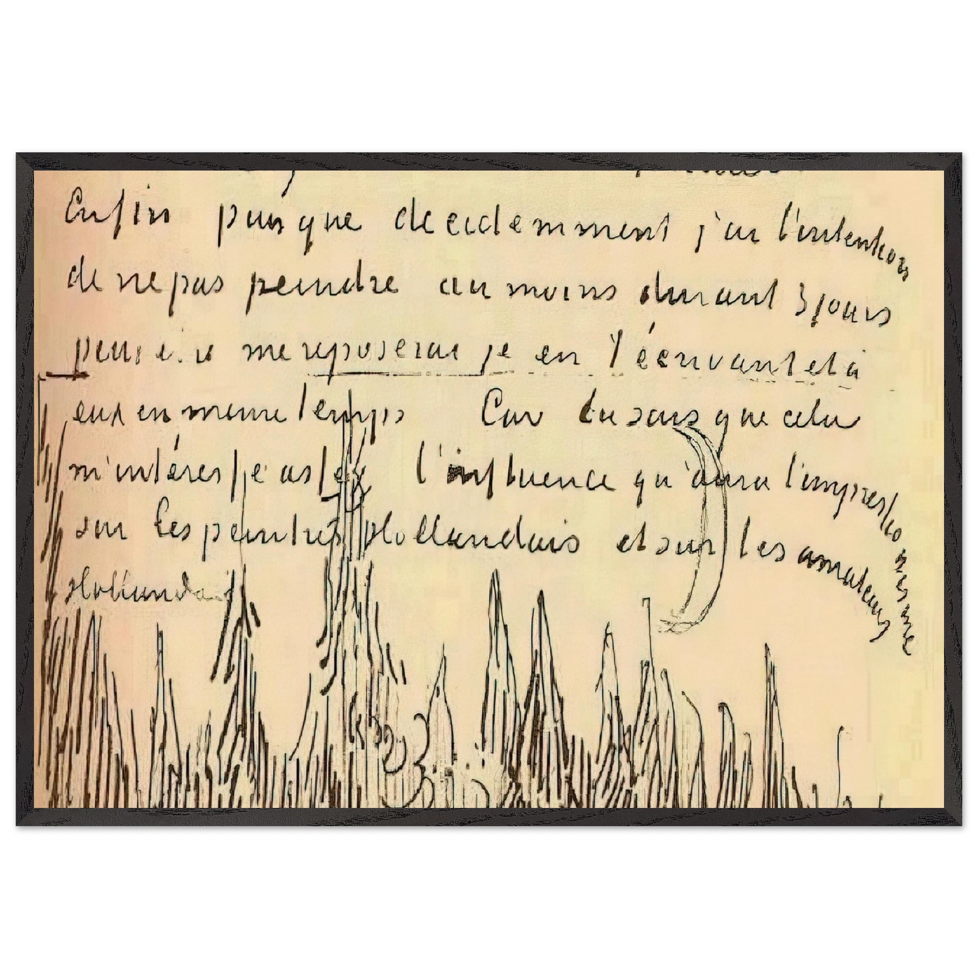 A Lane of Cypresses with a Couple Walking - Vincent van Gogh Framed Art Print – Black Wooden Frame - Default Title - -Framed Art Print