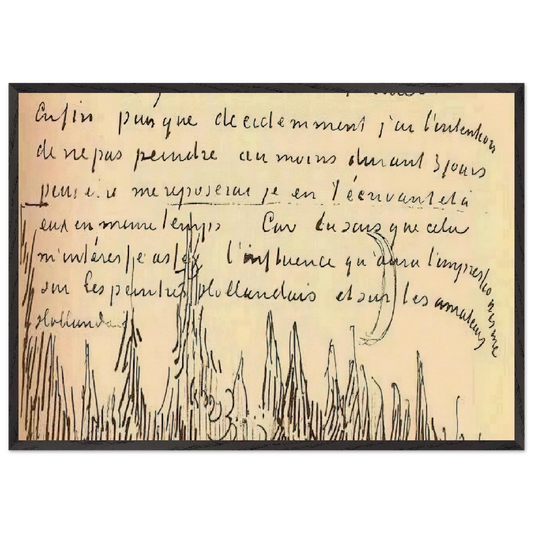 A Lane of Cypresses with a Couple Walking - Vincent van Gogh Framed Art Print – Black Wooden Frame - Default Title - -Framed Art Print