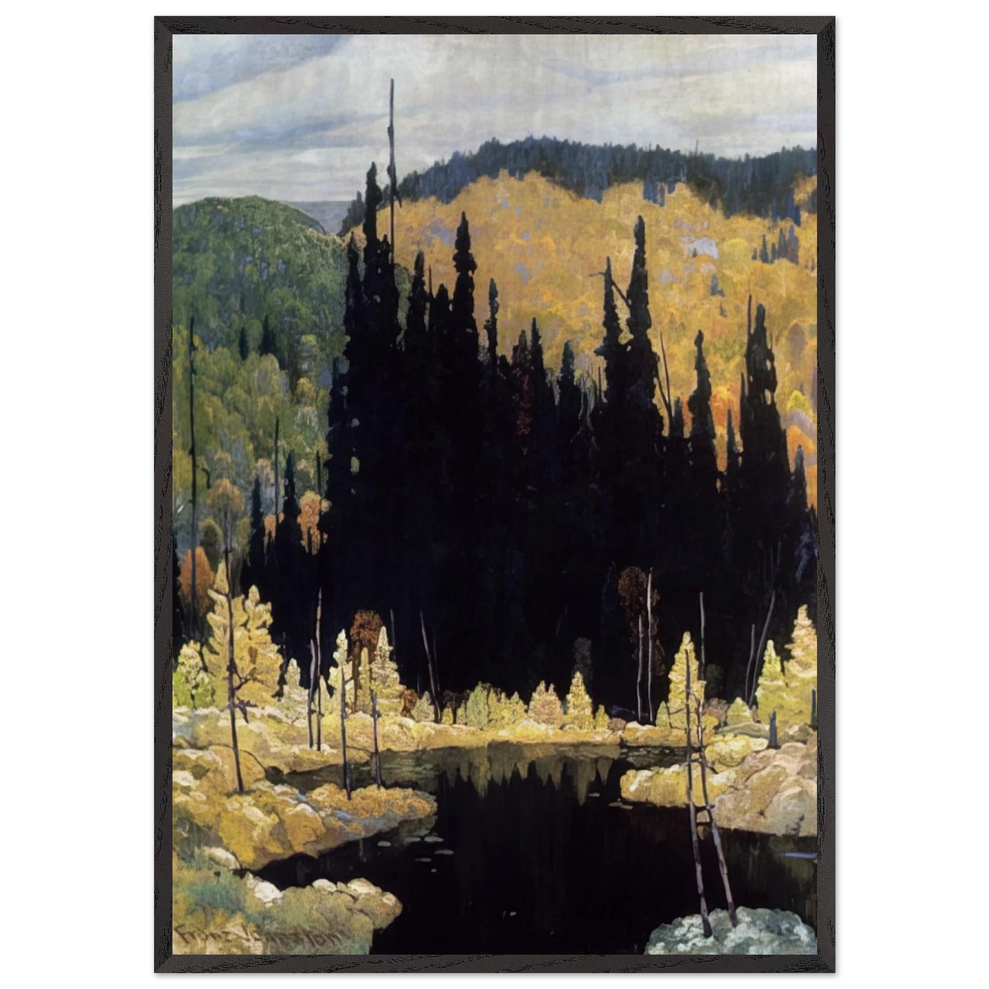 Autumn Algoma - Art Nouveau Modern - Frank Johnston Framed Art Print – Black Wooden Frame - Default Title - -Framed Art Print