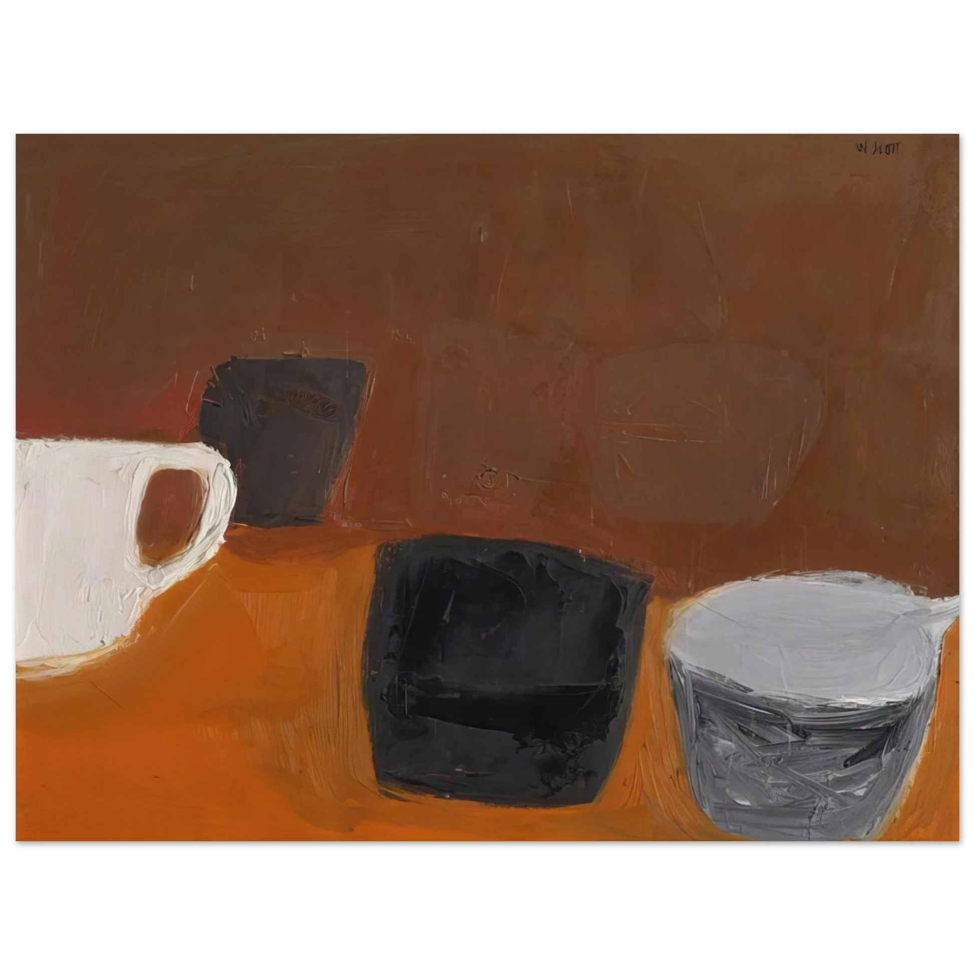 William Scott - Still Life with White Mug - 1957 Fine Art Poster - Default Title