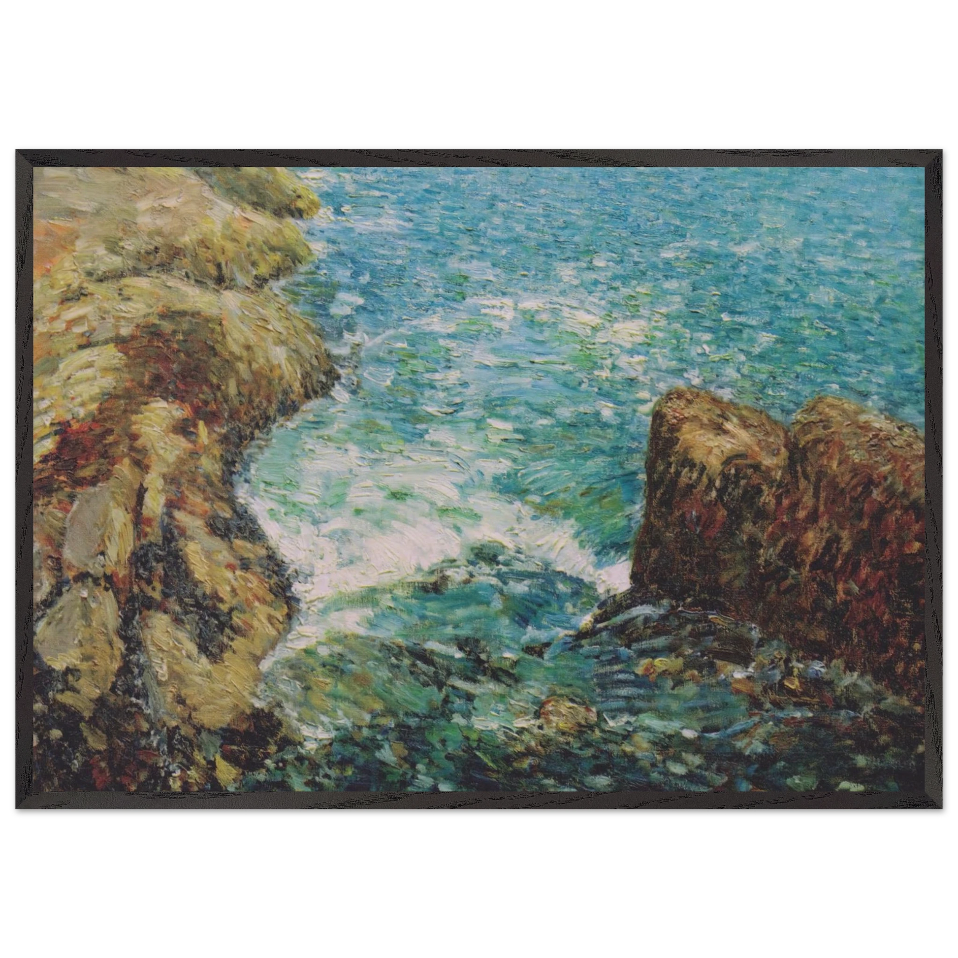 Surf and Rocks - Childe Hassam Framed Art Print – Black Wooden Frame - Default Title - -Framed Art Print