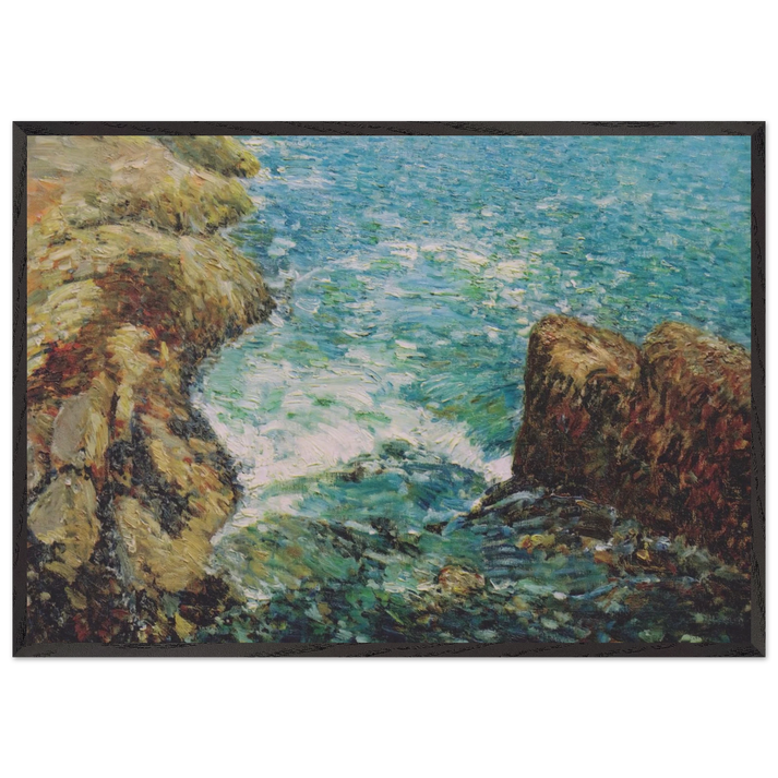 Surf and Rocks - Childe Hassam 70x100 cm / 28x40 inches Framed Art Print – Black Wooden Frame