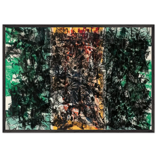 Triptyque orange - Jean-Paul Riopelle Framed Art Print – Black Wooden Frame - Default Title - -Framed Art Print