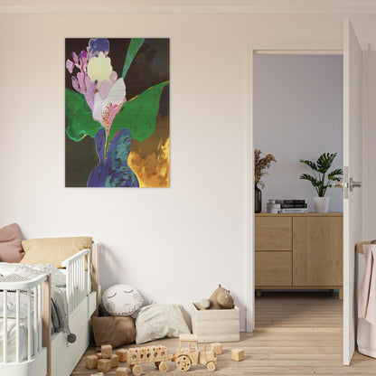 Blue Vase With Flowers - 2002 - Aldemir Martins Brushed Aluminum Print - 70x100 cm / 28x40 inches | Aldemir Martins Aluminum Print | Aldemir Martins Prints