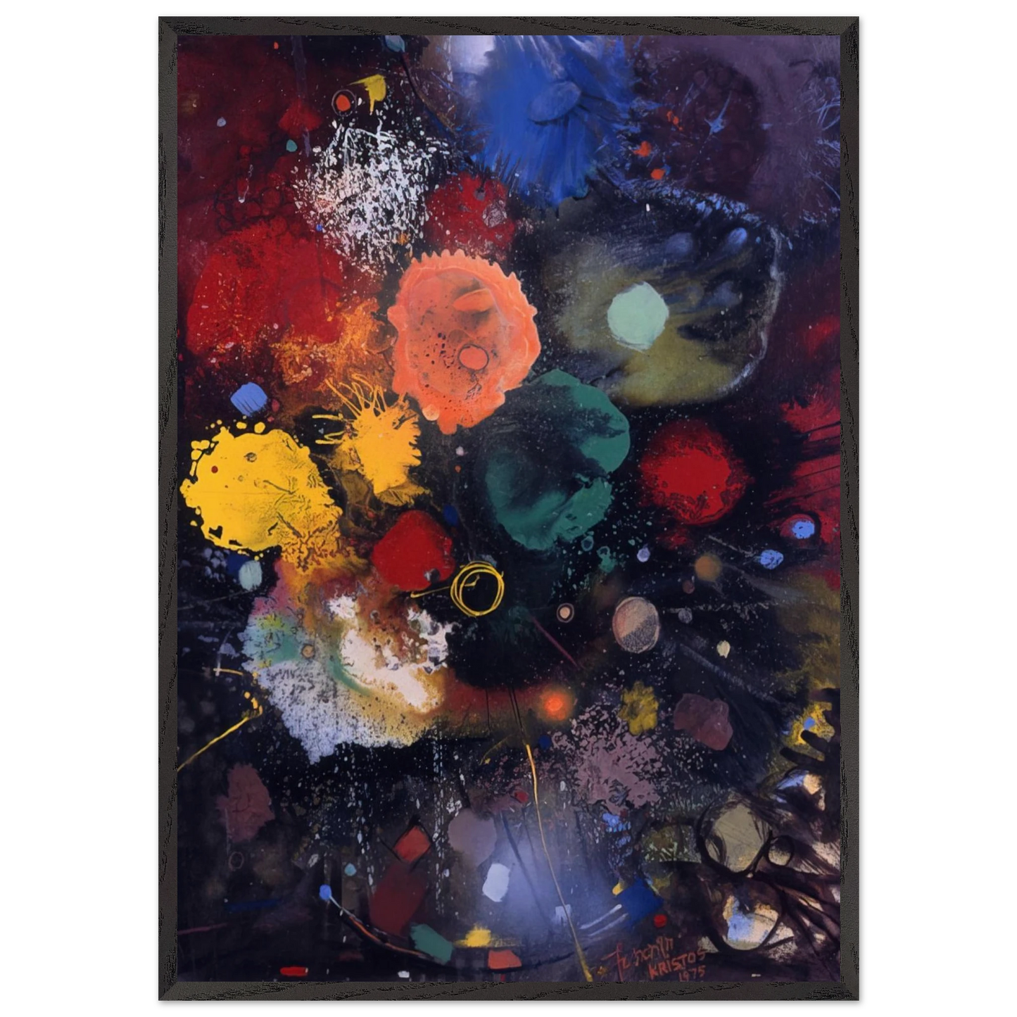 Flowers No 5 - 1975 - Gebre Kristos Desta Framed Art Print – Black Wooden Frame - Default Title - -Framed Art Print