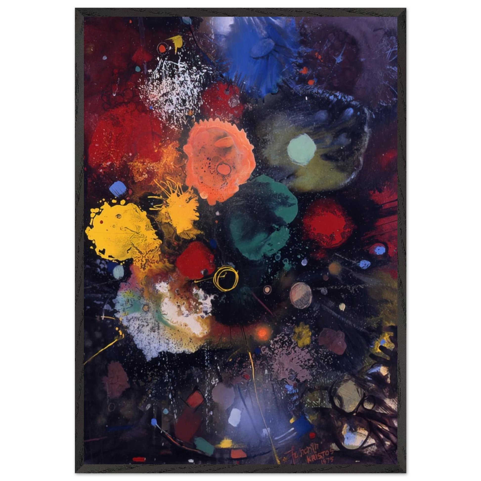 Flowers No 5 - 1975 - Gebre Kristos Desta Framed Art Print – Black Wooden Frame - Default Title - -Framed Art Print