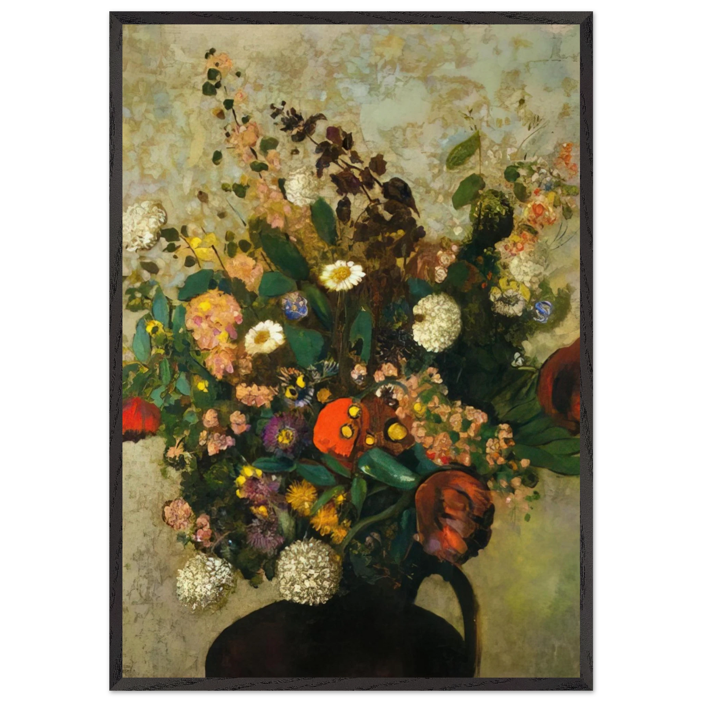 BOUQUET OF FLOWERS 5 - Odilon Redon Framed Art Print – Black Wooden Frame - Default Title - -Framed Art Print