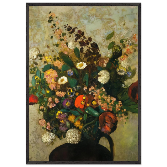 BOUQUET OF FLOWERS 5 - Odilon Redon Framed Art Print – Black Wooden Frame - Default Title - -Framed Art Print