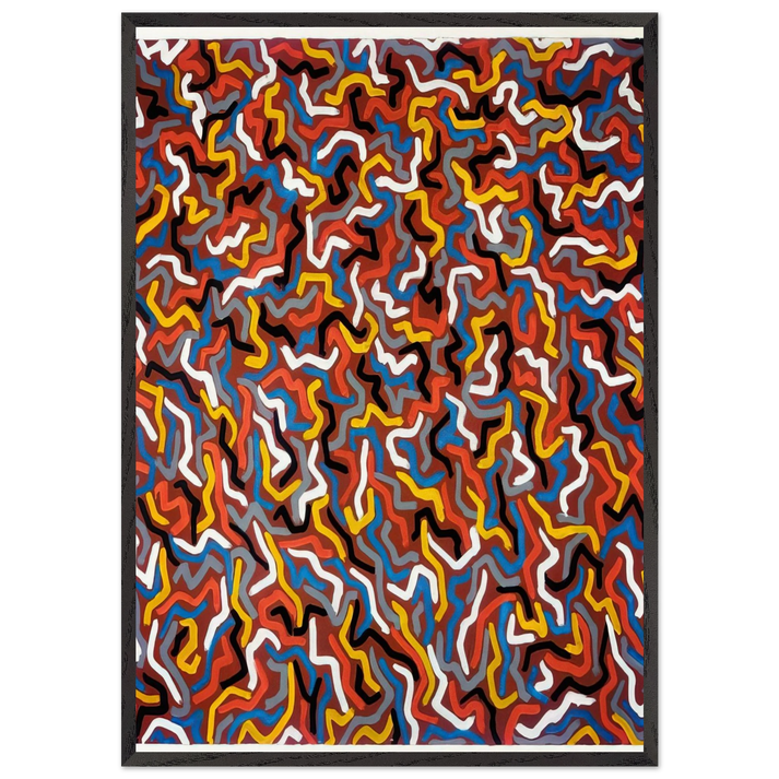Squiggles - Sol LeWitt 70x100 cm / 28x40 inches Framed Art Print – Black Wooden Frame