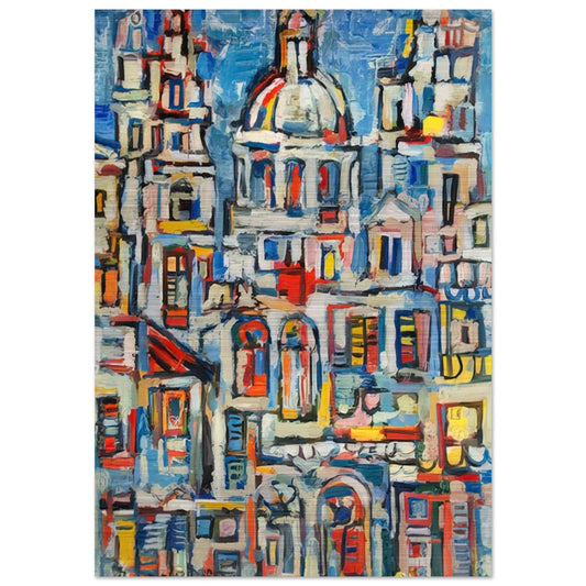 LANDSCAPE OF HAVANA 1961 - Rene Portocarrero Brushed Aluminum Print - 70x100 cm / 28x40 inches | Rene Portocarrero Aluminum Print | Rene Portocarrero Prints