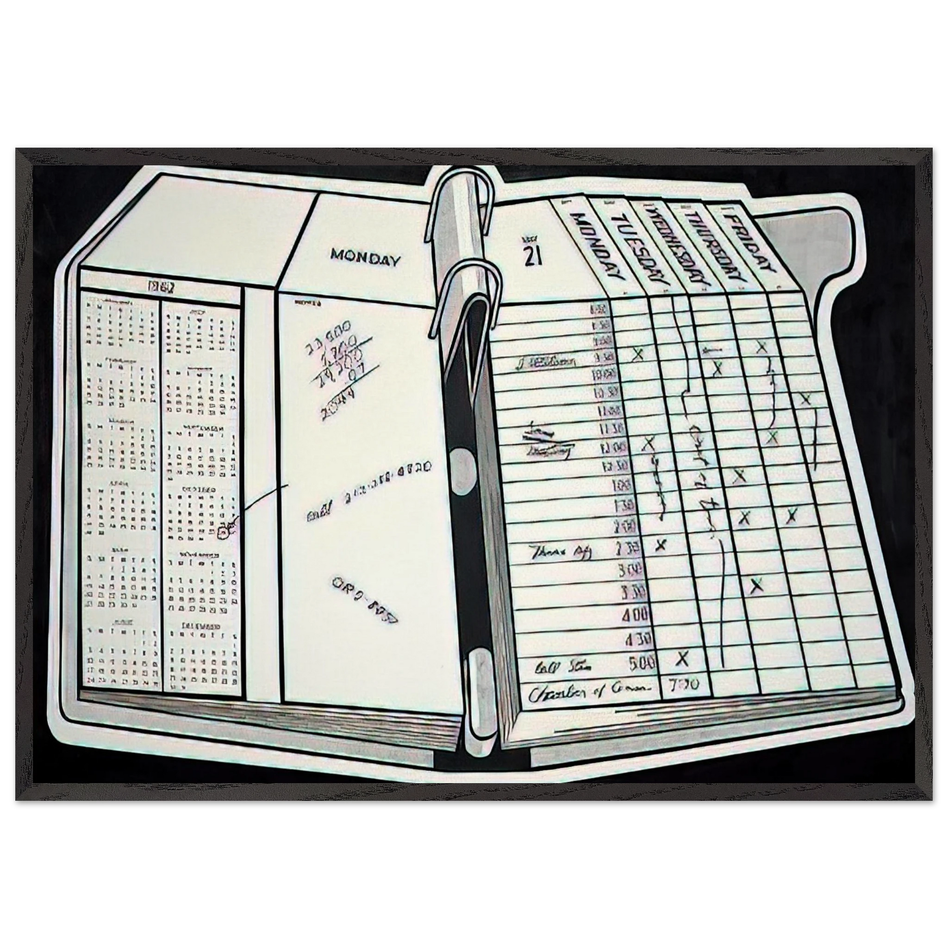 DESK CALENDAR 1962 - Roy Lichtenstein Framed Art Print – Black Wooden Frame - Default Title - -Framed Art Print