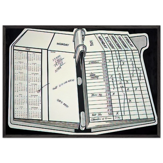 DESK CALENDAR 1962 - Roy Lichtenstein Framed Art Print – Black Wooden Frame - Default Title - -Framed Art Print