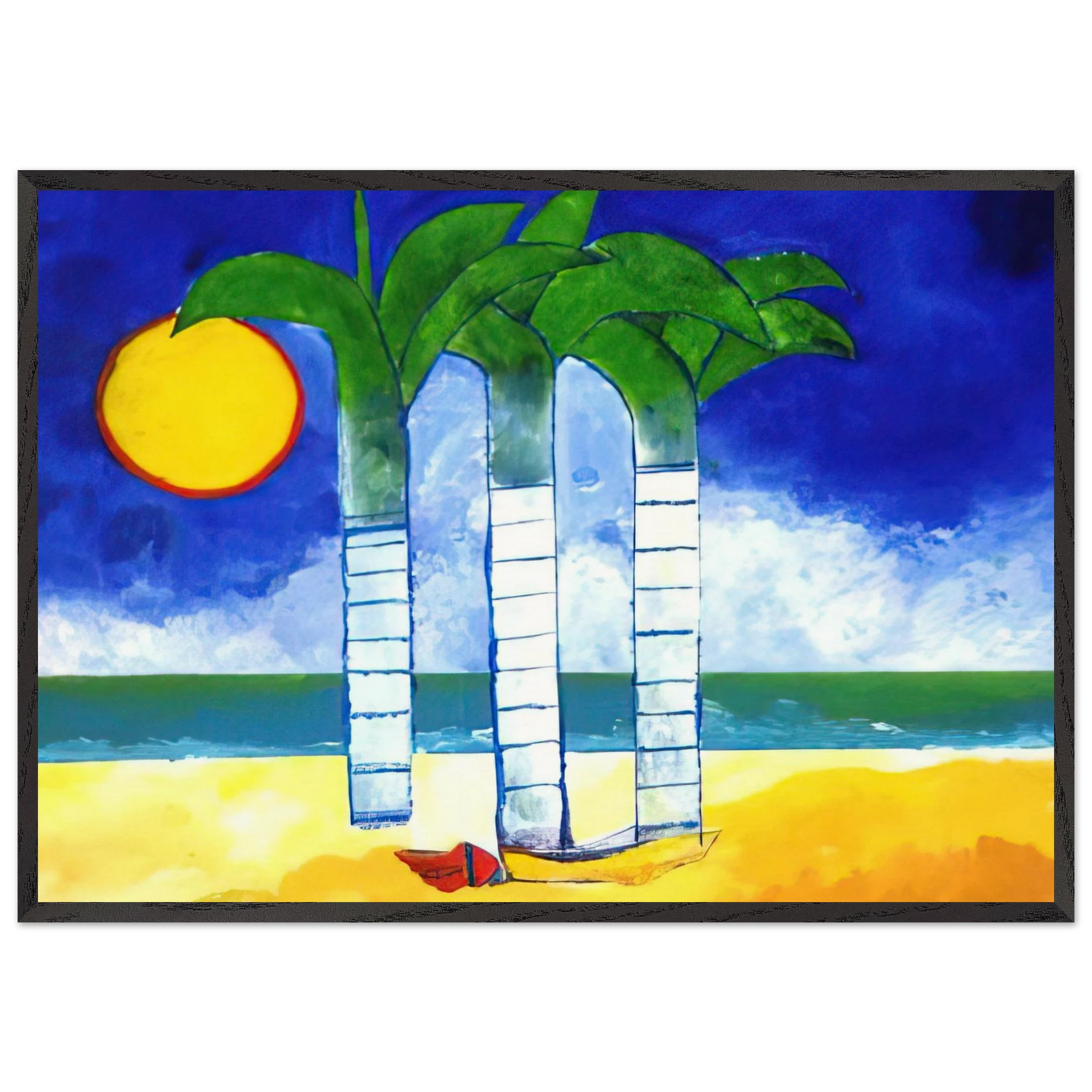 Paisagem - Naive Art Primitivism - Aldemir Martins Framed Art Print – Black Wooden Frame - Default Title - -Framed Art Print