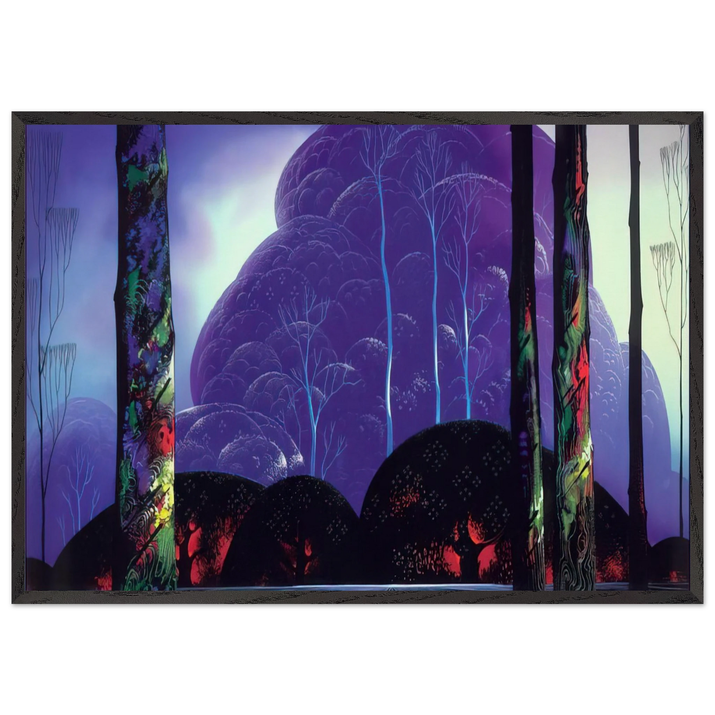 Purple Sunset - Eyvind Earle Framed Art Print – Black Wooden Frame - Default Title - -Framed Art Print