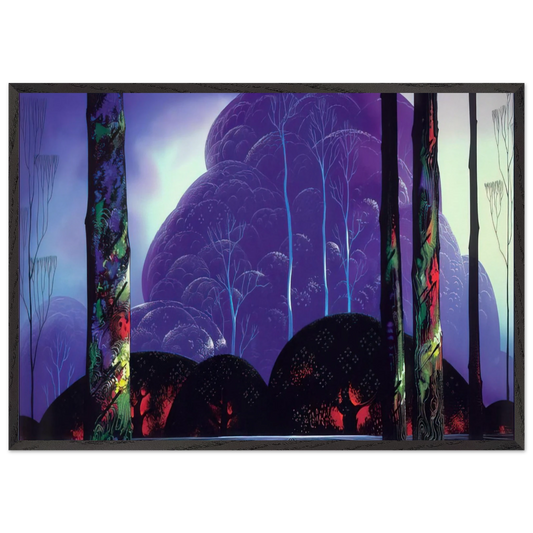 Purple Sunset - Eyvind Earle Framed Art Print – Black Wooden Frame - Default Title - -Framed Art Print