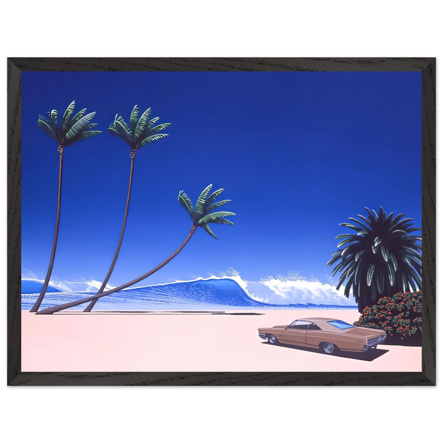 Hiroshi Nagai - Impender Beach Wall Art - 21x29.7 cm / 8x12" - Premium Wooden Framed Poster With Fine Art Paper - Black frame