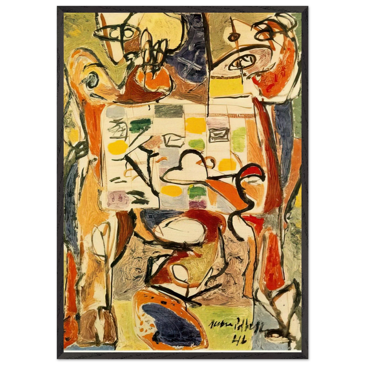 THE TEA CUP - Jackson Pollock Framed Art Print – Black Wooden Frame - Default Title - -Framed Art Print