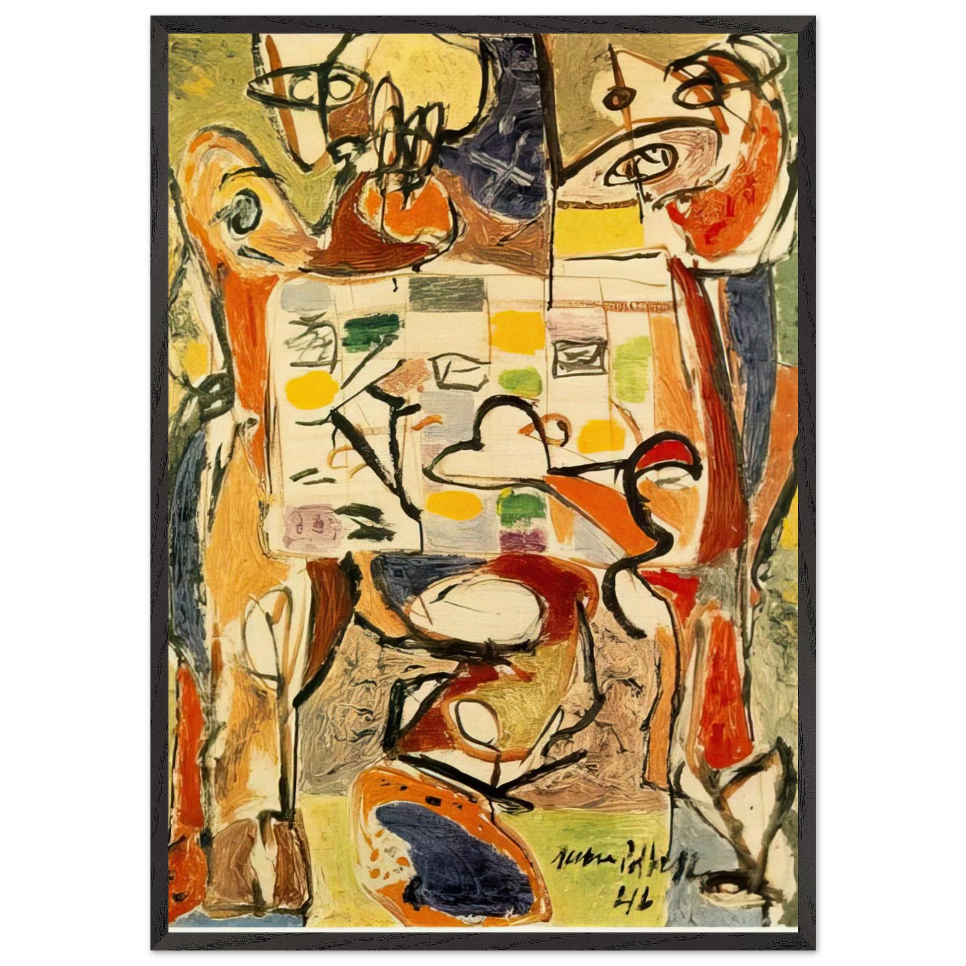 THE TEA CUP - Jackson Pollock Framed Art Print – Black Wooden Frame - Default Title - -Framed Art Print