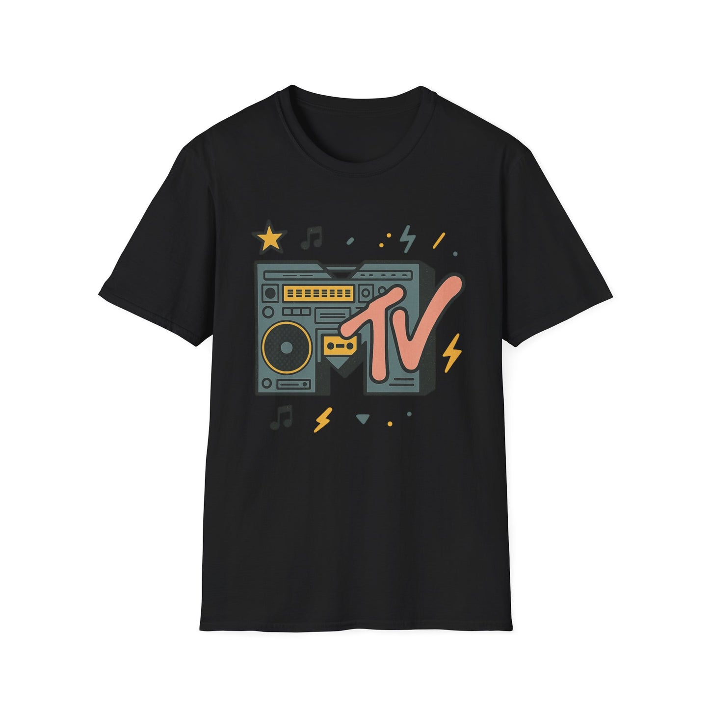 Retro MTV Vintage Cheetah Print Music Television Graphic Tee 80s 90s Throwback Unisex Band Shirt Animal Print Rock Style T-Shirt