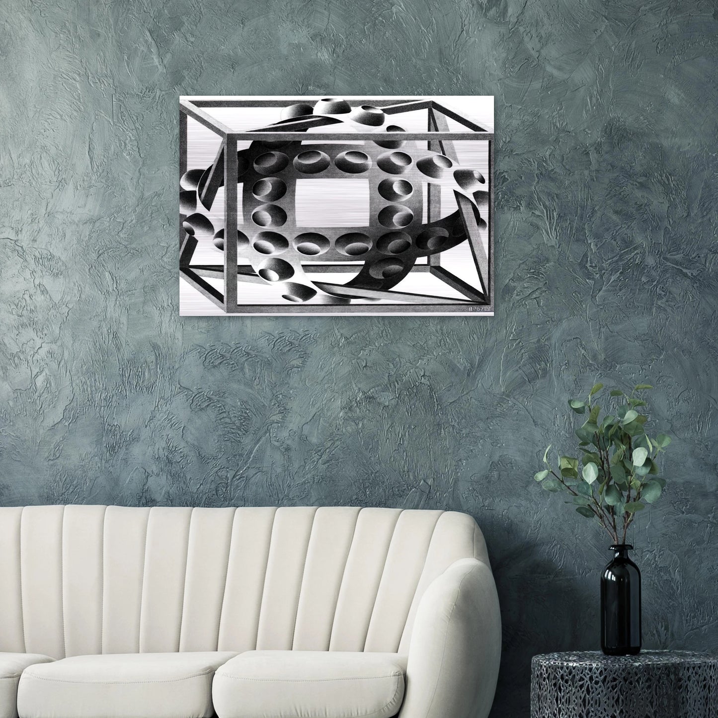 CUBE WITH MAGIC RIBBONS - MC Escher Brushed Aluminum Print - 70x100 cm / 28x40 inches | MC Escher Aluminum Print | MC Escher Prints