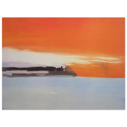 Nicolas de Stael - Chemin de fer au bord de la mer, soleil couchant - 1955 Fine Art Poster - 13x18 cm / 5x7 inches
