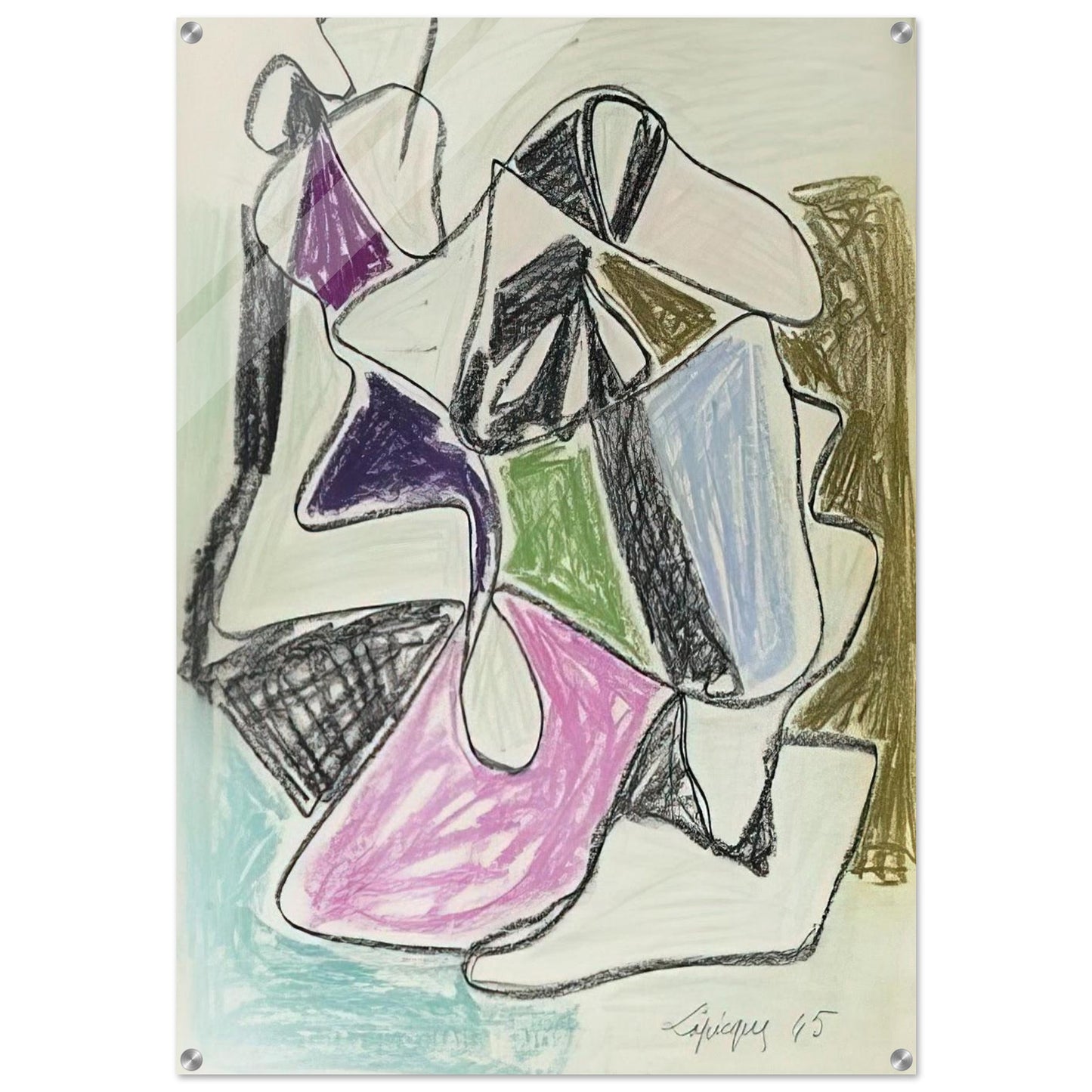 La Rencontre - 1945 - Charles Lapicque Acrylic Print - 70x100 cm / 28x40″ inches | Charles Lapicque Wall Art | Charles Lapicque Prints