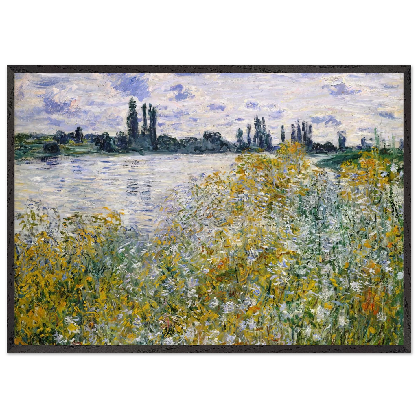 Isle of Flowers on Siene near Vetheuil - claude monet Framed Art Print – Black Wooden Frame - Default Title - -Framed Art Print