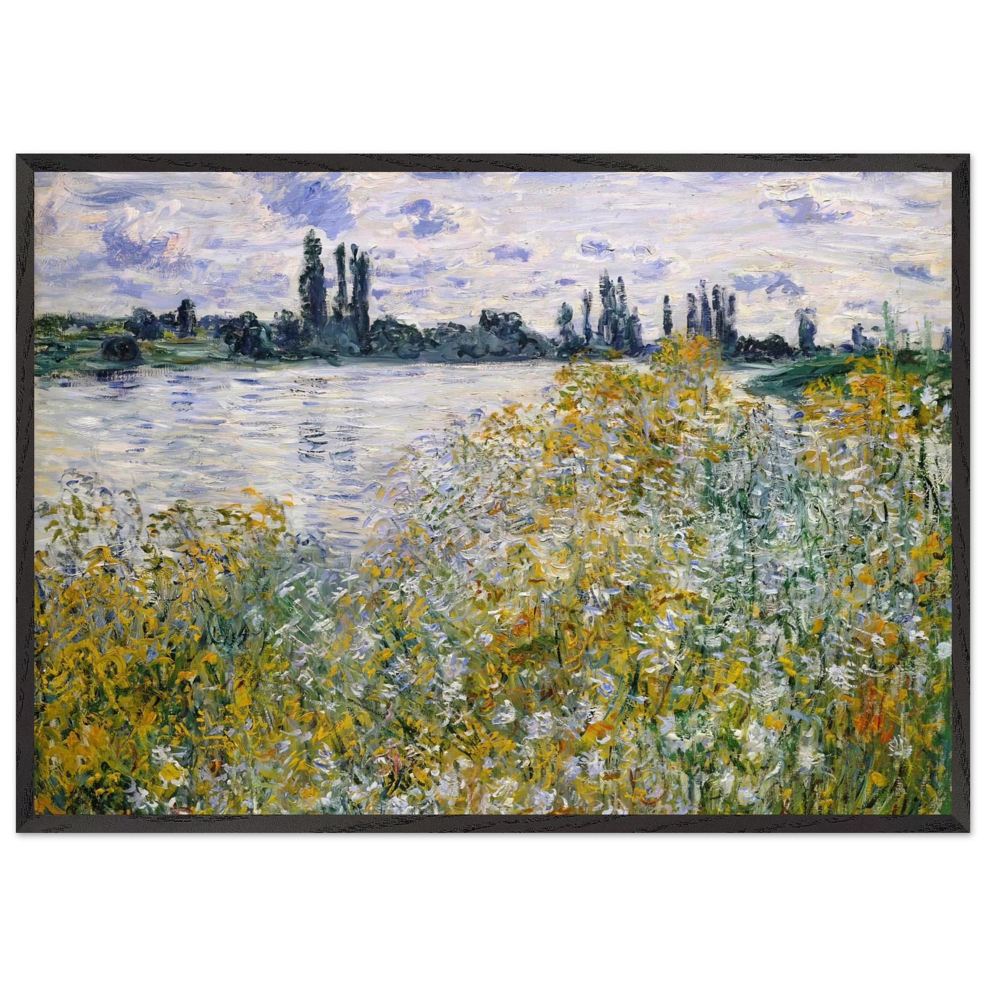 Isle of Flowers on Siene near Vetheuil - claude monet Framed Art Print – Black Wooden Frame - Default Title - -Framed Art Print