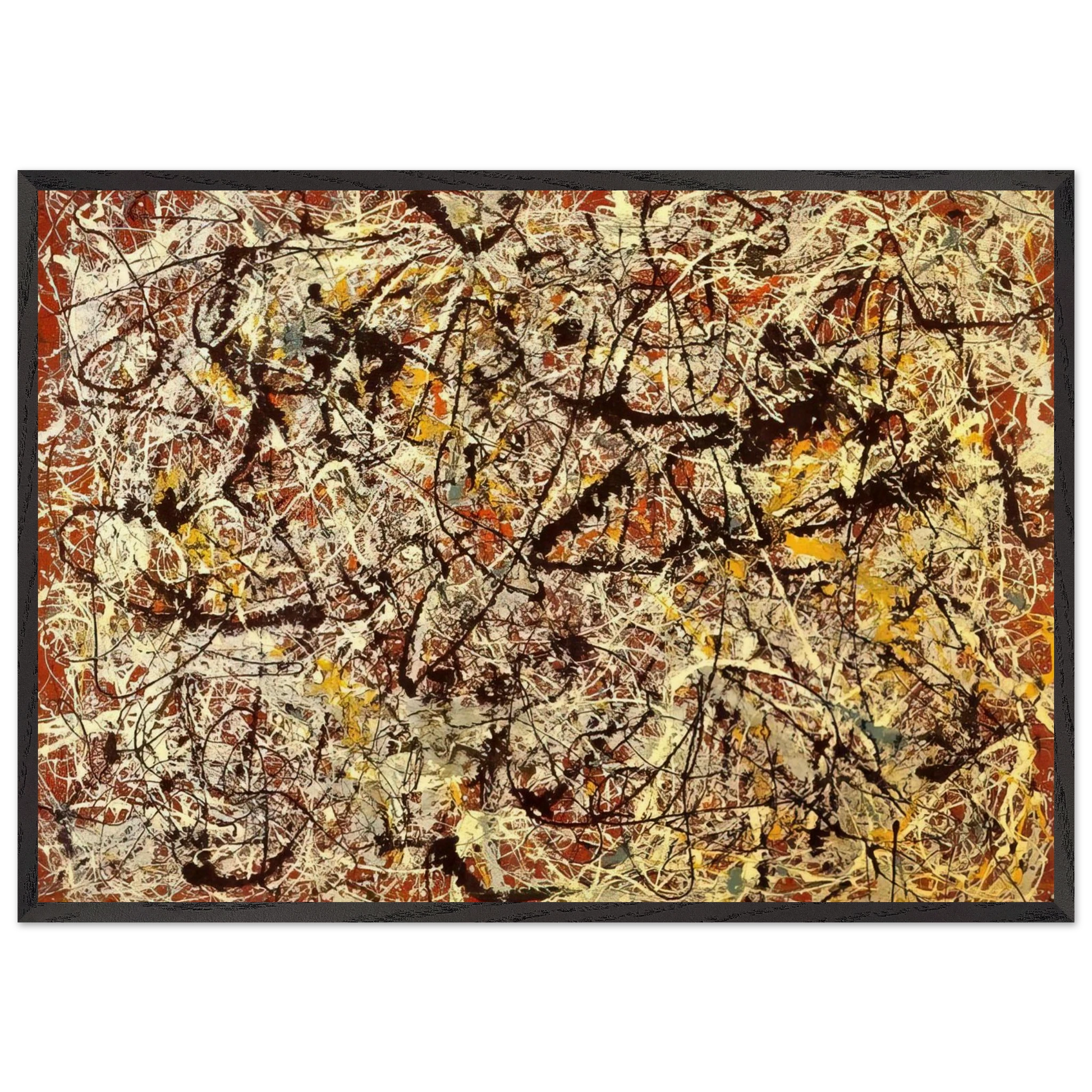 MURAL ON INDIAN RED GROUND 1950 - Jackson Pollock Framed Art Print – Black Wooden Frame - Default Title - -Framed Art Print
