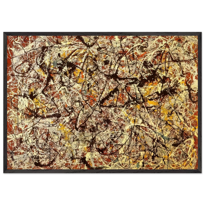 MURAL ON INDIAN RED GROUND 1950 - Jackson Pollock 70x100 cm / 28x40 inches Framed Art Print – Black Wooden Frame
