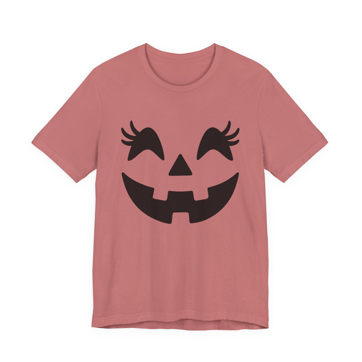 Jack O Lantern Face Pumpkin Eyelashes Halloween Women Girls T-Shirt