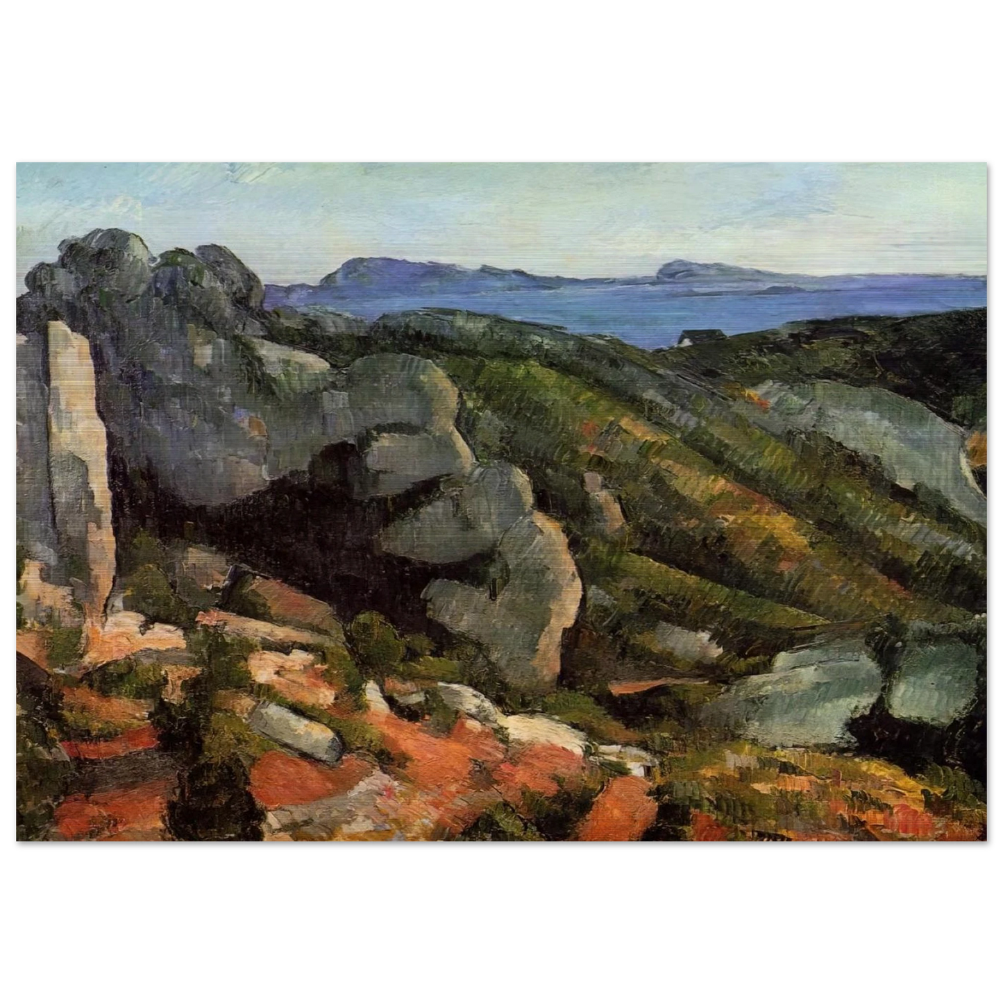 Rocks at L'Estaque - Paul Cézanne Brushed Aluminum Print - 70x100 cm / 28x40 inches | Paul Cézanne Aluminum Print | Paul Cézanne Prints