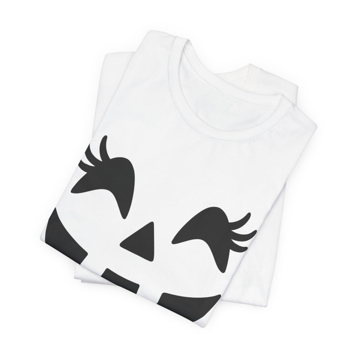 Jack O Lantern Face Pumpkin Eyelashes Halloween Women Girls T-Shirt