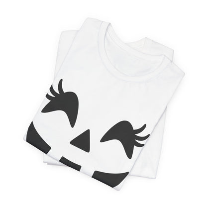 Jack O Lantern Face Pumpkin Eyelashes Halloween Women Girls T-Shirt
