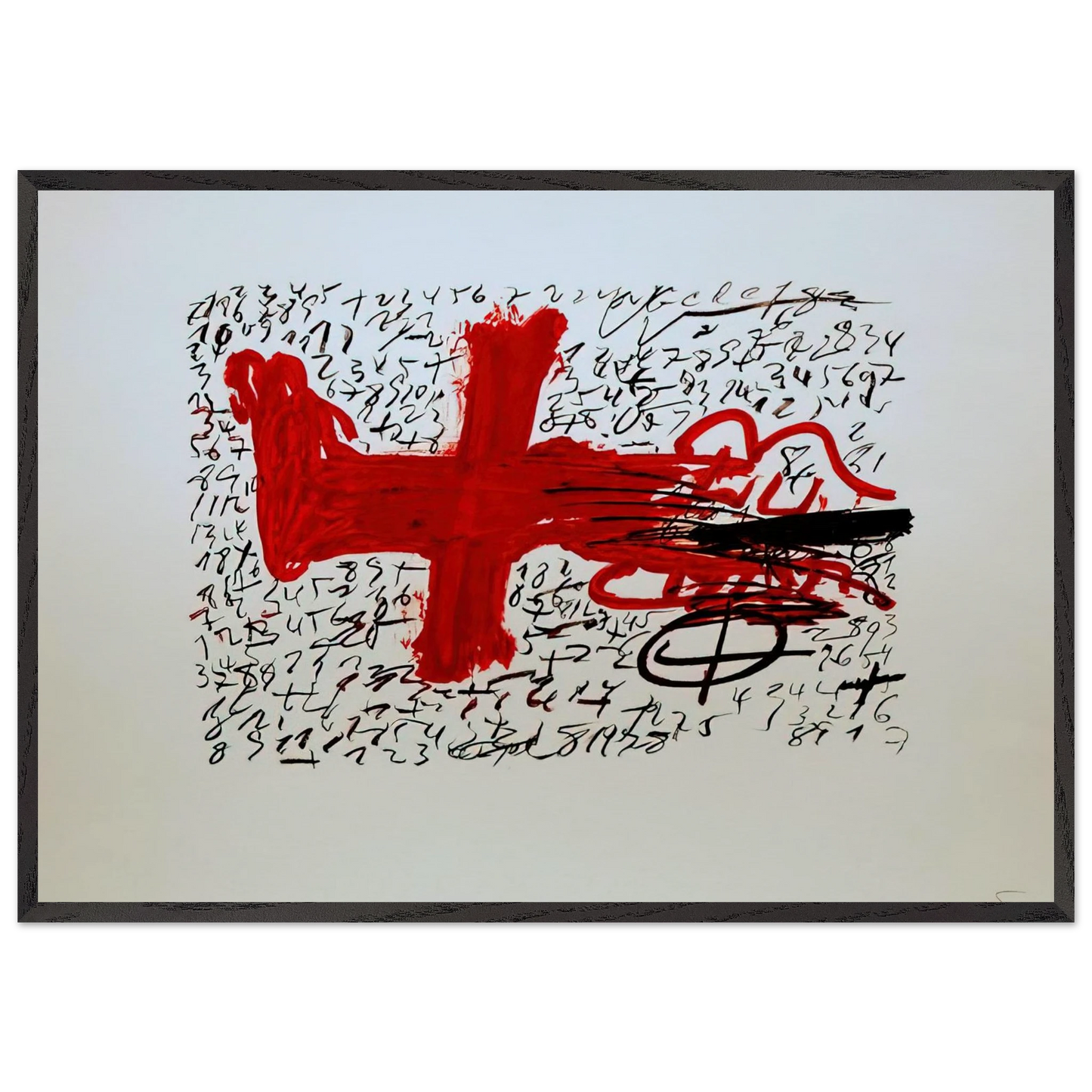 JAMBE ET CHIFFRES 1984 - Antoni Tapies Framed Art Print – Black Wooden Frame - Default Title - -Framed Art Print