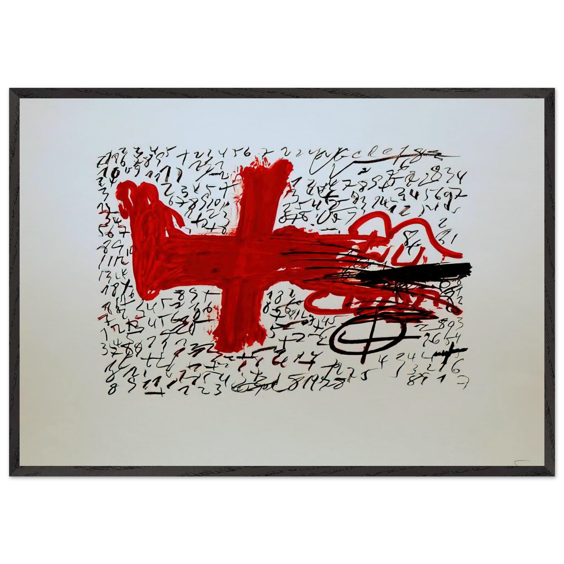 JAMBE ET CHIFFRES 1984 - Antoni Tapies Framed Art Print – Black Wooden Frame - Default Title - -Framed Art Print